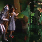 Wizard of Oz - Dorothy pointing at revealed wizard